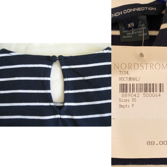 NWT FRENCH CONNECTION Navy & White Striped Dress - Picture 3 of 8
